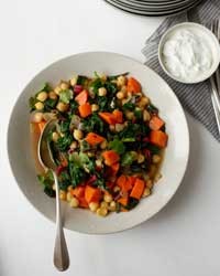 Caraway-spiced chickpea stew with mint yogurt