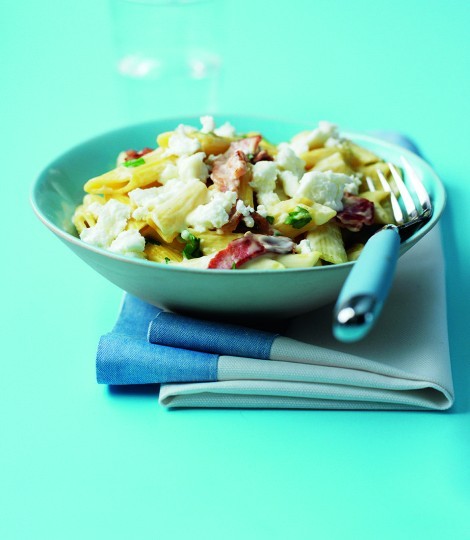 Carbonara-style penne pasta