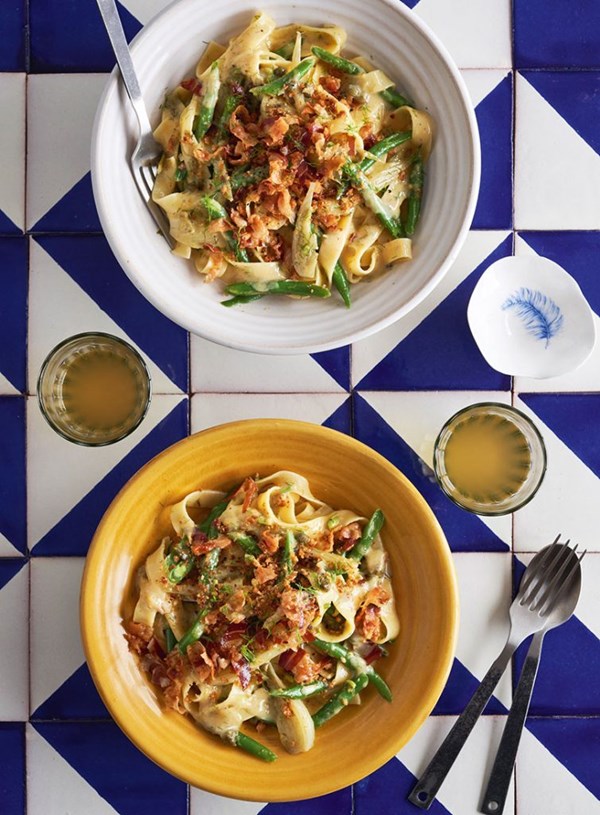 Carbonara with braised fennel