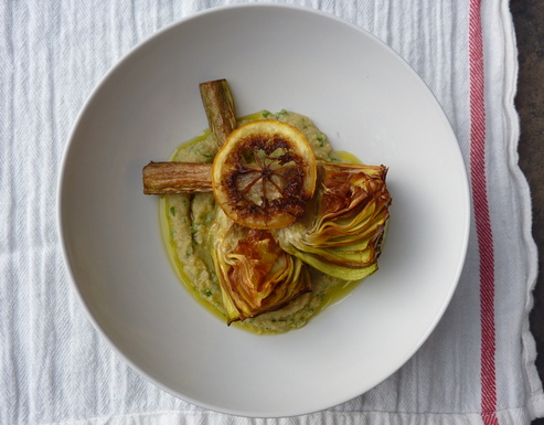 Carciofi alla giudia with fried lemon