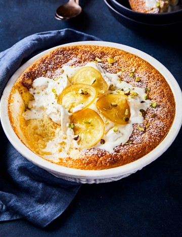 Cardamom and lemon self-saucing pudding