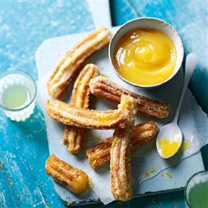 Cardamom churros with lemon curd dipping sauce