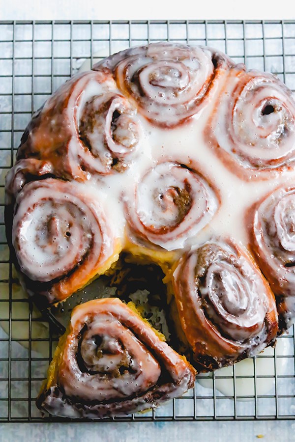 Cardamom cinnamon rolls with buttermilk glaze