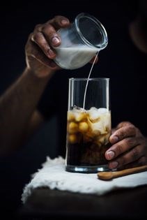 Cardamom iced coffee with coconut milk