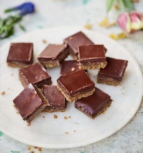 Cardamom millionaires with gram shortbread