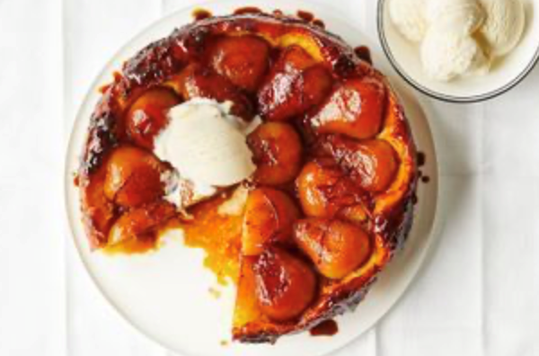 Cardamom, orange and pear tarte Tatin