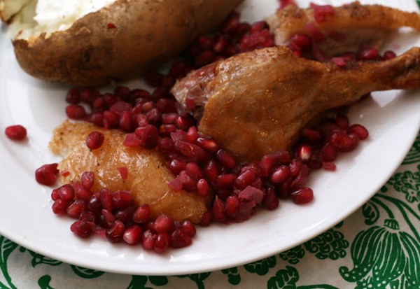 Cardamom rubbed duck with pomegranate sauce