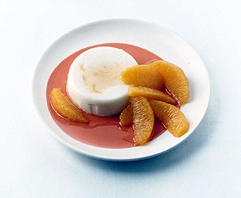 Cardamom yogurt pudding with orange and cinnamon honey syrup