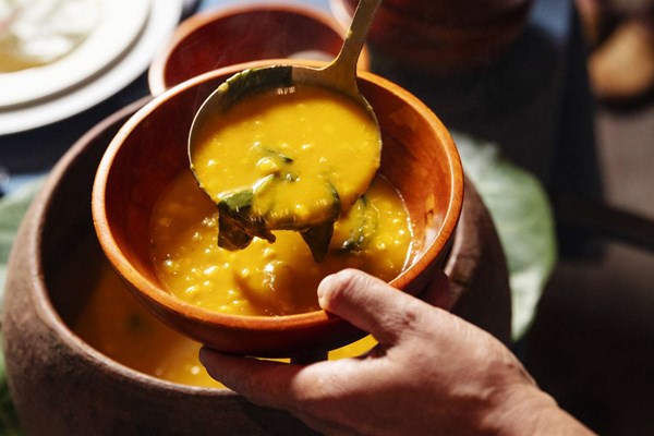Caribbean corn and pumpkin soup