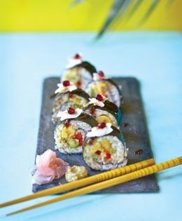 Caribbean sushi with tamarind “eel” sauce