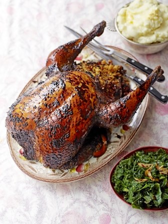 Caribbean turkey with spicy cornbread & chorizo stuffing