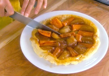 Carla Hall's apple and sweet potato tarte Tatin with brandy pecan glaze