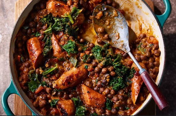 Carlin pea, kale & chorizo one pot