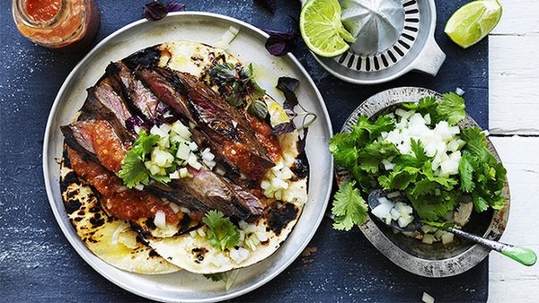 Carne asada beef tacos  