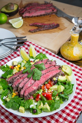 Carne asada salad with Mexican mojo dressing