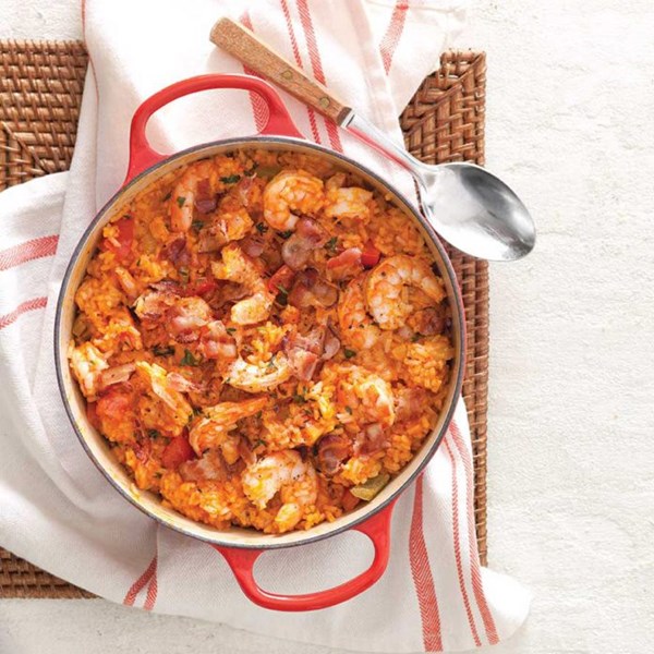 Carolina red rice with shrimp and bacon