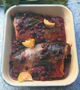 Carp with cherries