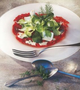 Carpaccio of beef with dolcelatte mustard dressing