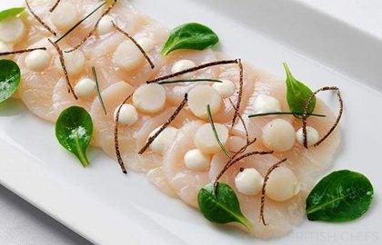 Carpaccio of hand dived scallops with truffle vinaigrette