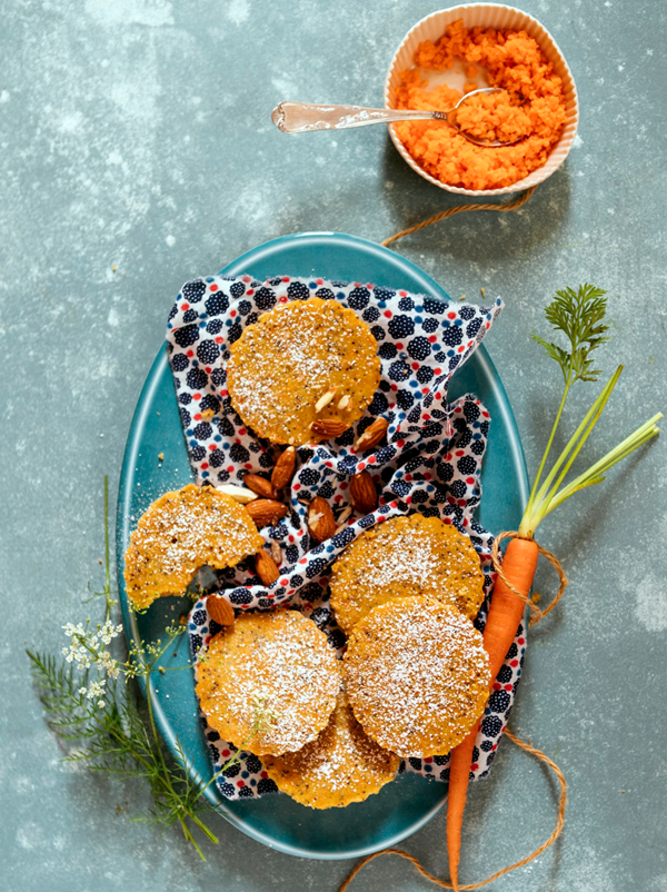 Carrot & almond financiers with poppy seeds