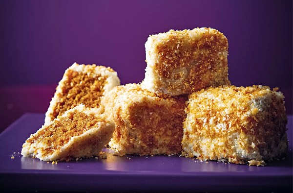 Carrot & coconut ‘lamingtons’