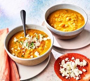 Carrot & lentil soup with feta