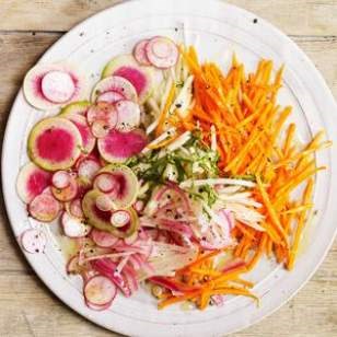 Carrot & radish slaw with pickled onions