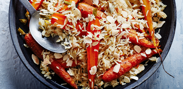 Carrot and cardamom pilaf