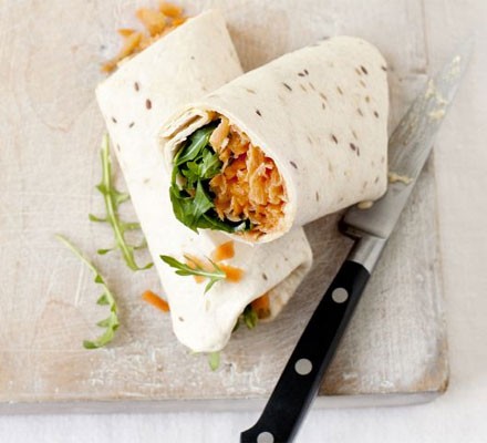 Carrot and houmous roll-ups