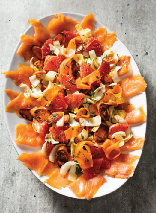 Carrot and smoked salmon salad