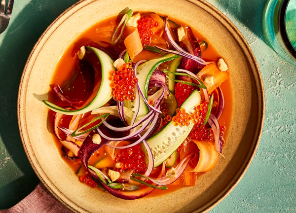 Carrot and trout roe aguachile