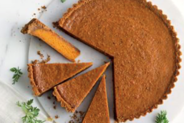 Carrot and white chocolate pie with ginger ice cream