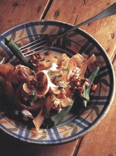 Carrot and yogurt salad with pine kernels and steamed okra