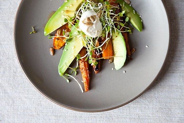 Carrot, avocado, and orange salad
