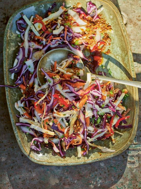 Carrot, cabbage, ginger and chilli slaw