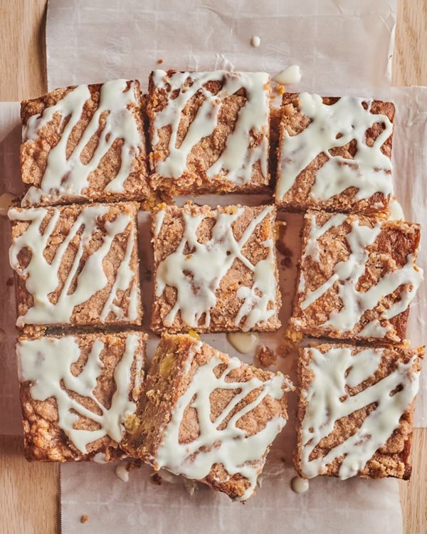 Carrot cake coffee cake with cream cheese glaze