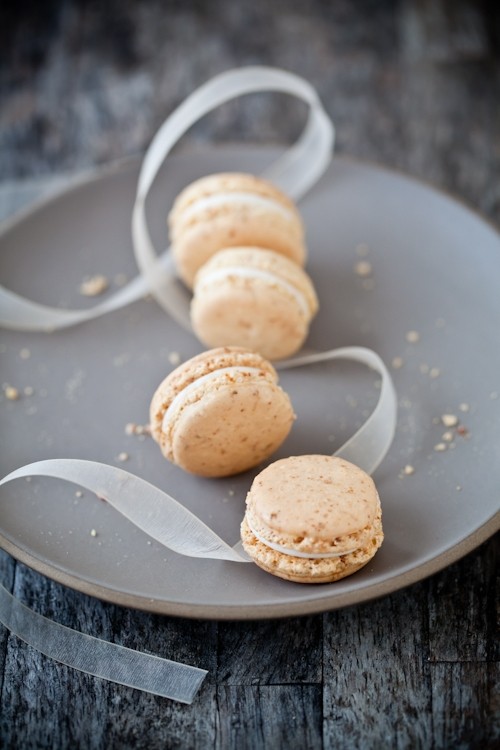Carrot cake macarons with cream cheese filling