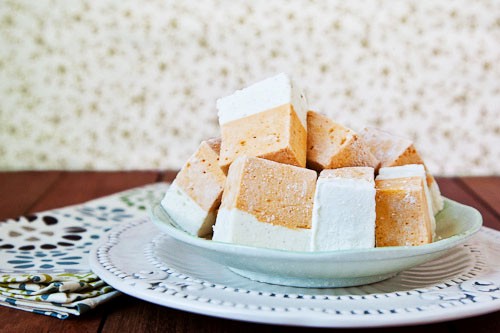 Carrot cake marshmallows featuring carrot marshmallows and cream cheese marshmallows