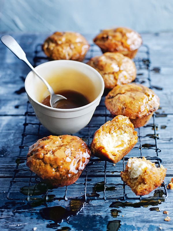 Carrot cake muffins with spiced honey glaze