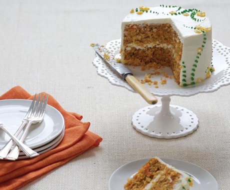 Carrot cake with cream cheese-lemon zest frosting