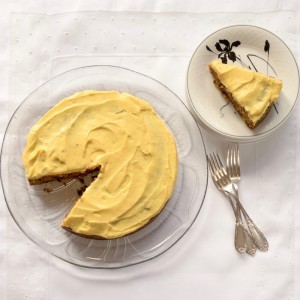 Carrot cake with orange cream cheese frosting