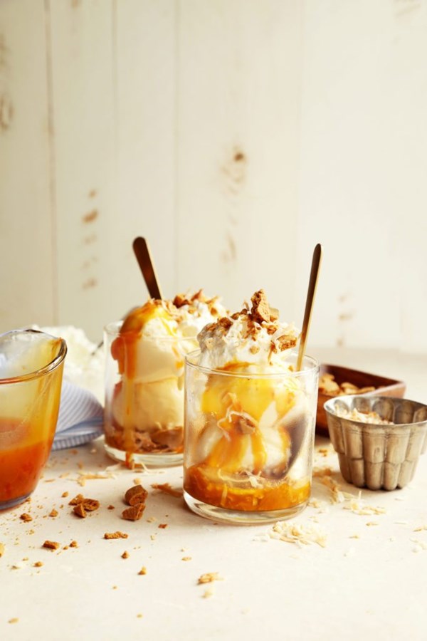 Carrot caramel ice cream sundaes