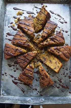Carrot, chocolate and pistachio cake