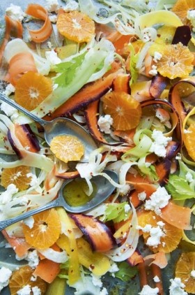 Carrot, fennel, goat's curd and orange salad