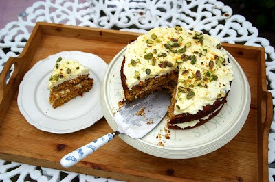 Carrot, flax and spelt layer cake