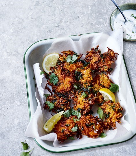 Carrot, ginger and coriander fritters