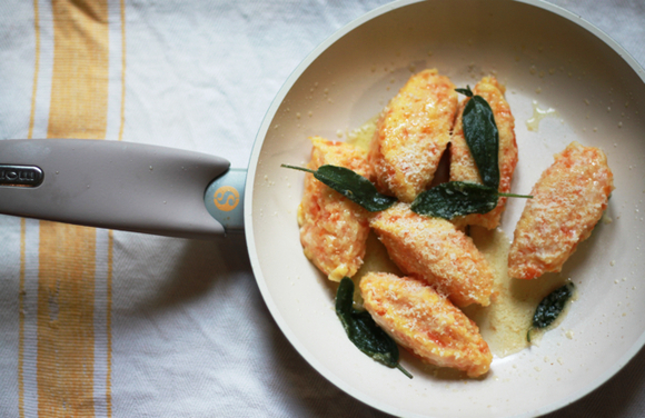 Carrot gnocchi with butter and sage sauce
