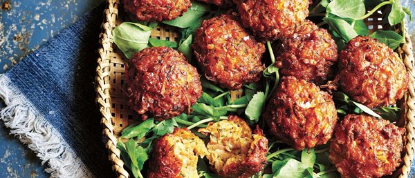Carrot, halloumi and dill balls