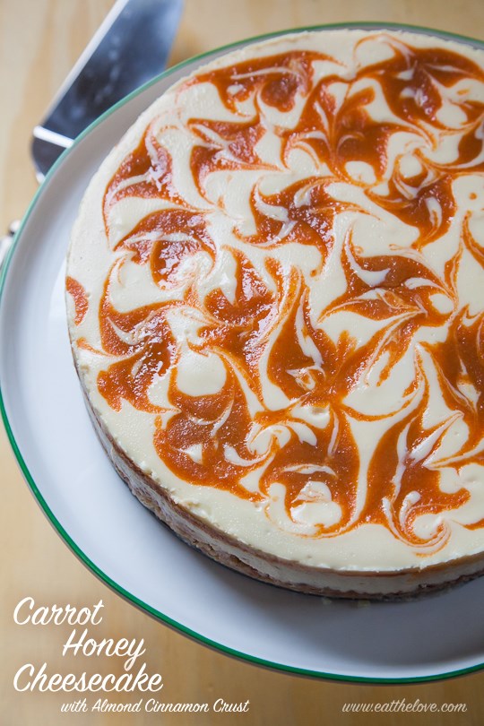 Carrot honey cheesecake with almond cinnamon crust