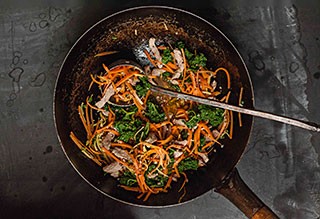 Carrot, kale and ginger stir fry